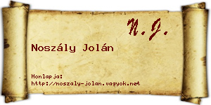 Noszály Jolán névjegykártya